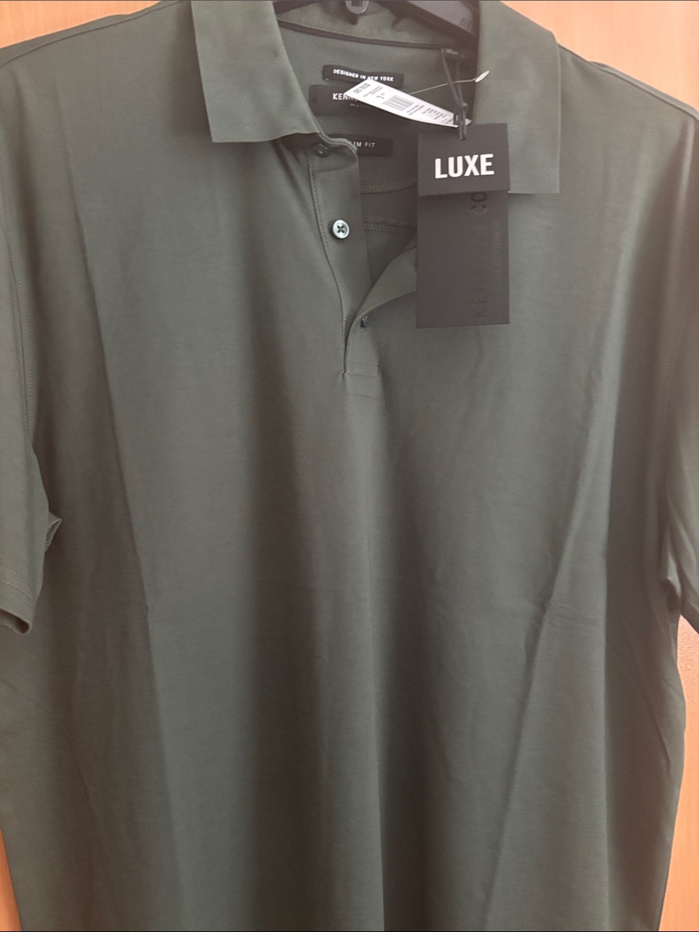 Kennet Cole Luxe Dark Green Men's Polo Shirt Large S/ Sleeve NWT